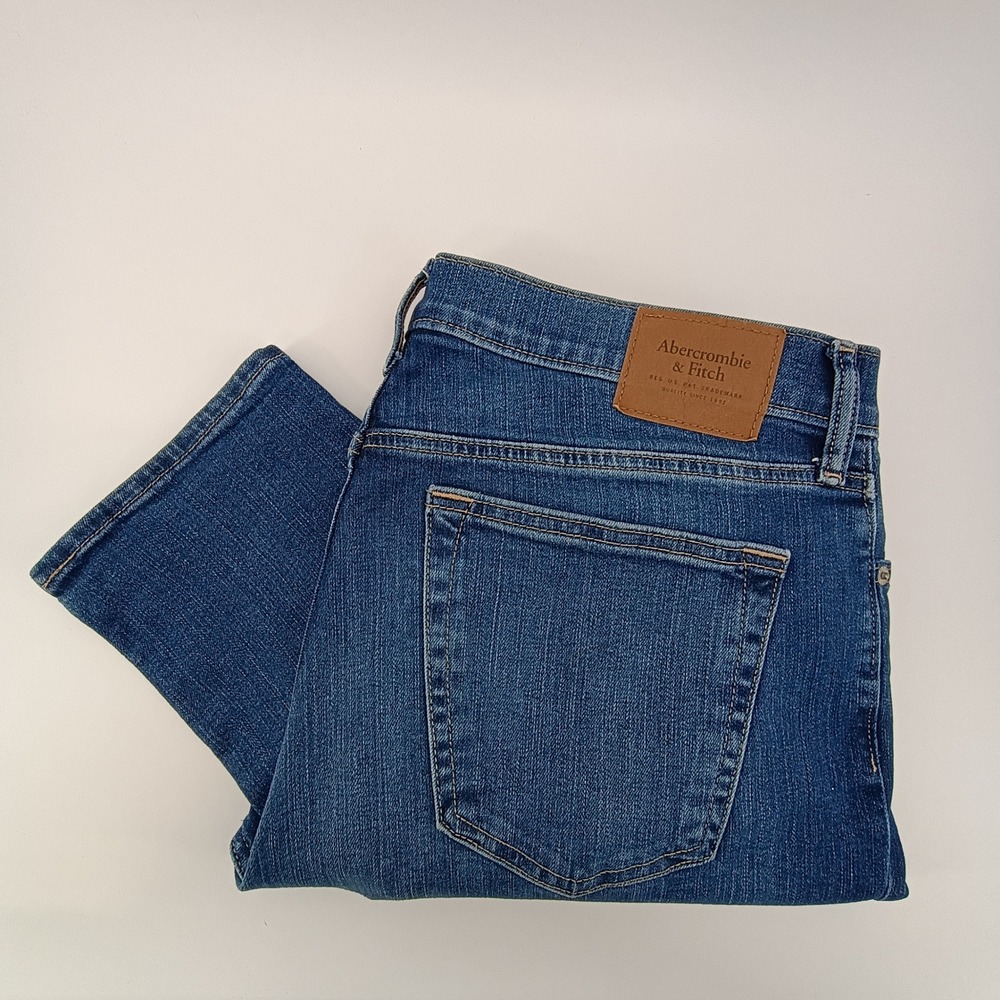 Abercrombie & Fitch Athletic Skinny Jeans Mens 32x34 Blue Denim Stretch Casual.